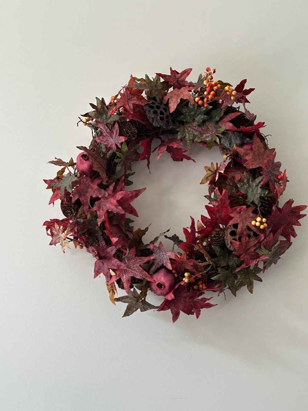 Gorgeous 'Sugar Maple' Red Faux Wreath